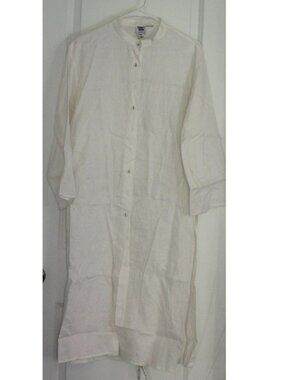 W by Worth Linen Long Shirt Dress M White Minimalist Lagenlook Oversized